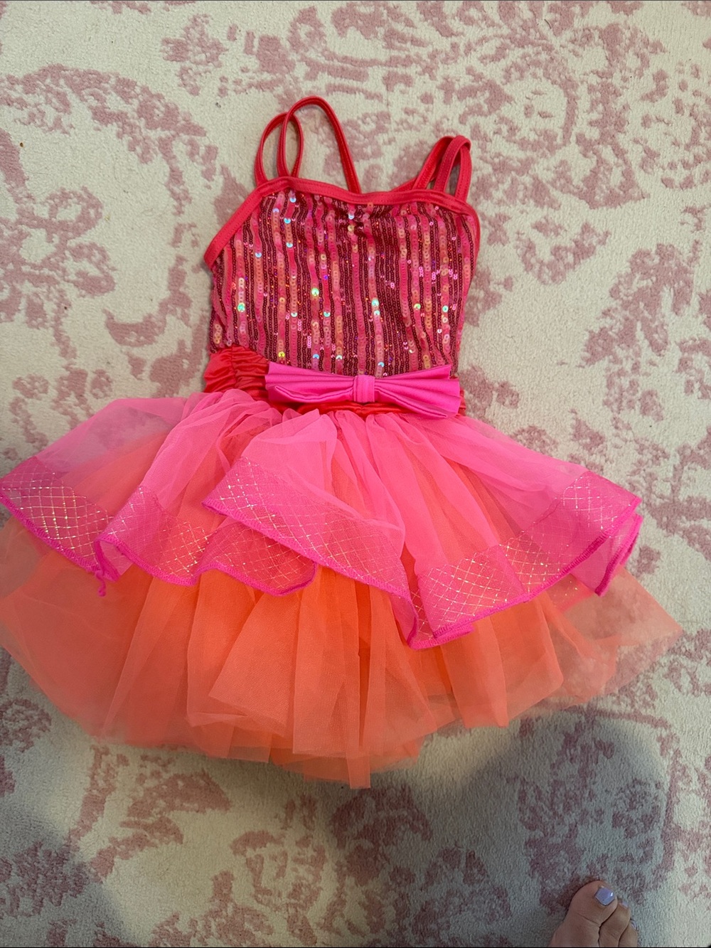 Weissman Hot Pink and Coral Sequin Tutu Dance Costume